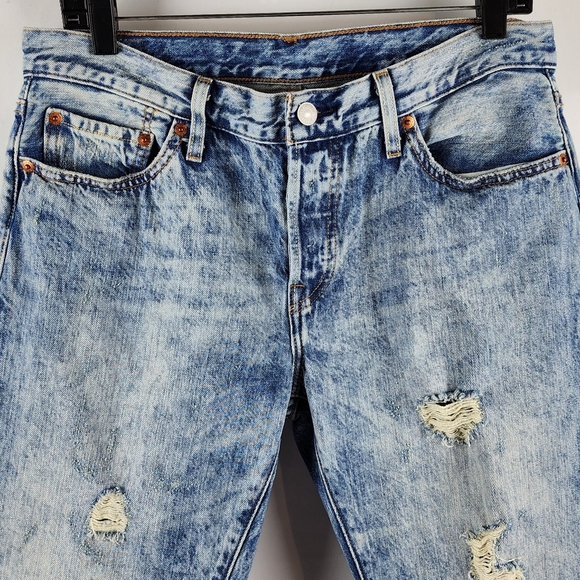 Levi's Jeans Womens 501 CT Button Fly Distressed Blue Denim Mid Rise Size 32x28 - Picture 2 of 13